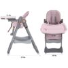 Adjustable Baby High Chair 0 - 6 Years, Portable Infant Feeding Seat With Safety Belt, Silent Lockable Wheels - Pink - Image 3