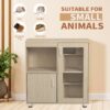 Wood 4 Tier Hamster Cage With Windows And Storage Cabinet - Teak - Image 6