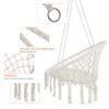 Macrame Hanging Hammock Chair, Cotton Rope Swing For Indoor And Outdoor Use, 330 Lbs Capacity - Beige - Image 4