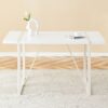Industrial Rectangular Style Dining Table For 4 - 6 People With Thick Top And Metal Legs Frame - White - Image 5
