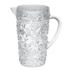 Paisley - 2.5 Quarts Water Pitcher With Lid, Unbreakable Acrylic Drink Pitcher With Spout, Bpa Free - Clear