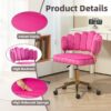 Velvet Home Office Desk Chair, Modern Cute Computer Chair, Wheels Swivel Height Adjustable Task Chair - Rose Red - Image 5