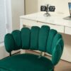 Velvet Home Office Desk Chair, Modern Cute Computer Chair, Wheels Swivel Height Adjustable Task Chair - Emerald - Image 11