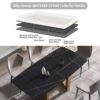 70.87" Modern Artificial Stone Black Curved Metal Leg Dining Table - Black / Gold - Image 11