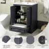 Bathroom Vanity With Ceramic Sink Combo, Modern Freestanding Storage Cabinet With Silver Handles, Soft Closing Doors - Blue Gray - Image 7