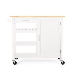 Contemporary Kitchen Cart With Wheels - White