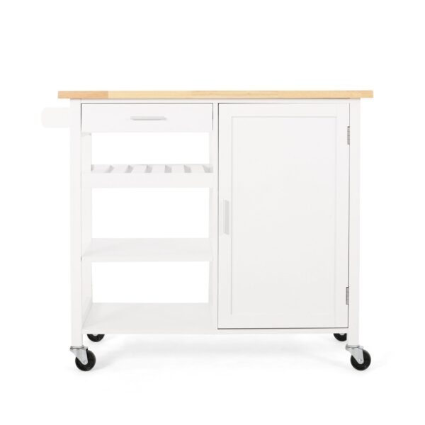 Contemporary Kitchen Cart With Wheels - White