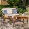 Peyton - Outdoor Loveseat And Coffee Table Set With Water Resistant Cushions - Teak - Image 2