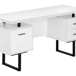 Computer Desk For Home Office, Laptop, Left, Right Set - Up & Storage Drawers - White