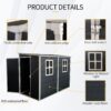 Outdoor Storage Shed With Floor Resin Shed With Two-Window, Waterproof, Lockable Doors For Patio, Yard, Lawn - Black - Image 6