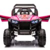 12V7A*2 30W*4 Four-Wheel Drive Leather Seat One Button Start, Forward And Backward, High And Low Speed, Music, Front Light, Power Display, Two Doors Can Open, 2.4G R / C, Seat Belt Four Wheel Absorber - Pink - Image 4