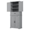 Bathroom Storage Cabinet With Multi Functional Storage Space, Material, Adjustable Shelf, Slide Rail Drawer - Gray - Image 11
