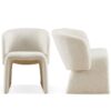 Modern Accent Chair White Single Sofa Chair, Upholstered Side Chair Teddy Comfy Chair For Dining Room / Bedroom / Living Room / Reception 1 Piece - Off White - Image 15