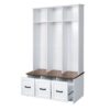 Modern Hall Tree With Entryway Bench, 3 Shelves And Drawers, Wide Hall Tree With Storage Bench For Hallway - White - Image 8