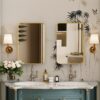 Recessed Metal Framed Medicine Cabinet With Mirror And Adjustable Shelves Wall Mirror With Storage For Bathroom - Matte Gold - Image 2