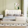 Queen Size Upholstered Platform Bed With 2 Reading Lights - White - Image 11