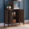 Six Shelf Modern Bookcase With Two Door Storage Cabinet With Two Shelves - Dark Brown / Black - Image 2