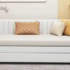 Twin Size Sofa Bed Upholstered Daybed With Trundle Frame No Box Spring Needed, Linen - Beige - Image 17