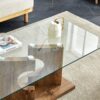 Modern Rectangular Coffee Table With Tempered Glass Top - Natural Wood - Image 10