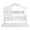 Full Size House Bed With Trundle, Modern Design For Kids With Storage Shlef - White - Image 7