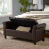 Hayes Contemporary Armed Storage Bench With Button Tufting - Brown - Image 4