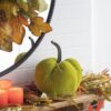 Velvet Weighted Pumpkin With Resin Stem Apple, Pumpkin Ornament Decor For Holiday Harvest Festival Fall Festival & Thanksgiving (Set of 2) - Green - Image 3