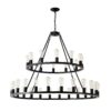 Extra Large Wagon Wheel Chandelier, 2 Tier 36 Lights (No Include) Farmhouse Industrial Round High Ceiling Pendant Light Adjustable Chain, For Dining Room, Living Room, Kitchen - Black - Image 16