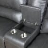 Saul - Leather Aire Power Motion Sectional Sofa With USB Port Cupholder Console - Gray - Image 9