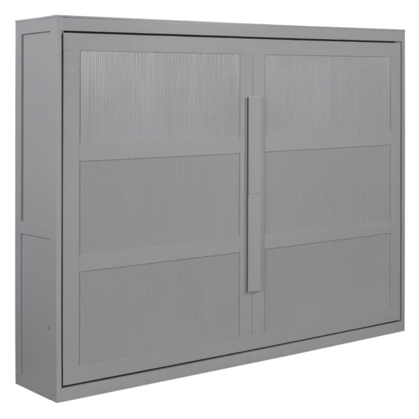 Queen Size Murphy Wall Bed Modern Design With LED Lights - Gray