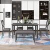 6 Piece Kitchen Dining Table Set Wooden Rectangular Dining Table, 4 Chairs And Bench Family Furniture - Gray - Image 2