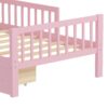 Twin Size Bed With Headboard Storage Rack, 2 Under Bed Drawers, 3 - Side Guardrails For Safety And Security - Pink - Image 15