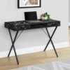 Computer Desk, Home Office, Laptop, Left, Right Set-Up, Storage Drawers, Work, Marble Look Laminate, Contemporary, Modern - Black - Image 3