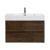 Alice - 36" Bathroom Vanity With Sink, Large Storage Wall Mounted Floating Bathroom Vanity For Modern Bathroom, One-Piece Sink Basin Without Drain And Faucet - White / Walnut - Image 5
