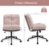 Oversize Seat Cirss Cross Chair With Wheels, Elegant Design Computer Chair, Adjustable Height 360 Degree Rolling Swivel Home Office Chair For Small Space, Dressing Room, Living Room - Pink / Gray - Image 6
