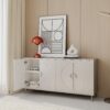 Modern Lacquered 4 Door Wooden Cabinet Sideboard Buffet Server Cabinet Storage Cabinet, For Living Room, Entryway, Hallway, Office, Kitchen And Dining Room - Champagne Silver - Image 4