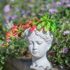 Greek Style Cement Head Planter Indoor Outdoor Home Garden Decor - Gray - Image 6