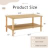 Modern 2 Tier Coffee Table For Living Room Furniture, Rectangular Center Table With Open Storage Shelf, Rounded Rubberwood Legs, Stable And Durable - Burly Wood - Image 3