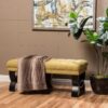 Hilton - Ottoman Bench With Button - Tufted Diamond Stitching - Yellow - Image 5
