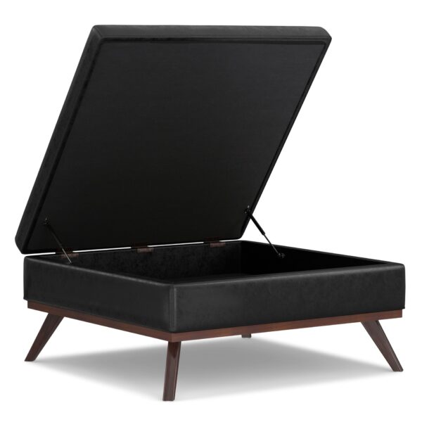 Owen - Extra Large Square Coffee Table Storage Ottoman - Distressed Black