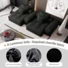 Modern Oversized Modular Sectional Sofa With 2 Chaise Lounge And 2 Armrest, Sparkling Chenille Fabric Soft Cushion Sofa With 4 Pillows, 4 Pieces Diy Combination Tufted Sofa, No Assembly Required - Black - Image 14