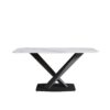 63" Modern Artificial Stone Dining Table, 6 People - White / Black - Image 9