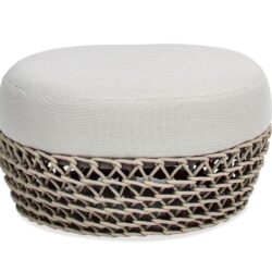 Willow - Round Upholstered Patio Ottoman - Beige