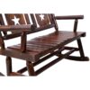 Rustic Outdoor Wood Rocking Bench Double Rocking Chair For 2 Persons With Curved Seat, Porch Rocker - Brown - Image 7