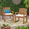 Della - Wood Armchair (Set of 2) Outdoor Dining Chairs - Cream - Image 6