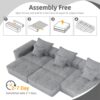 Modern Oversized Modular Sectional Sofa, Sparkling Chenille Fabric Soft Cushion Sofa With 6 Pillows, 6 Pieces Diy Combination Tufted Sofa, No Assembly Required - Gray - Image 18
