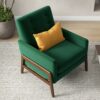 Cole - Solid Wood Lounge Chair - Green Fabric - Image 4