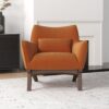Brayden - Mid-Century Modern Velvet Armchair - Burnt Orange / Wood - Image 12