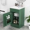 18" Bathroom Vanity With Sink, & Ceramic Cabinet With Adjustable Shelf - Green - Image 7