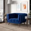 Addison - Velvet Lounge Chair - Dark Blue - Image 7