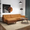 Allison - Left Facing Leather Sectional Sofa - Tan - Image 6